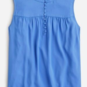 Sleeveless button-front ruffleneck popover